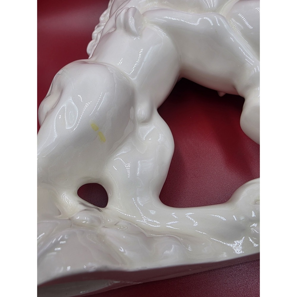 Vintage 1983/85 White Ceramic Horses Statue Signed 12.5" Equestrian Decor Rare - Picture 8 of 16
